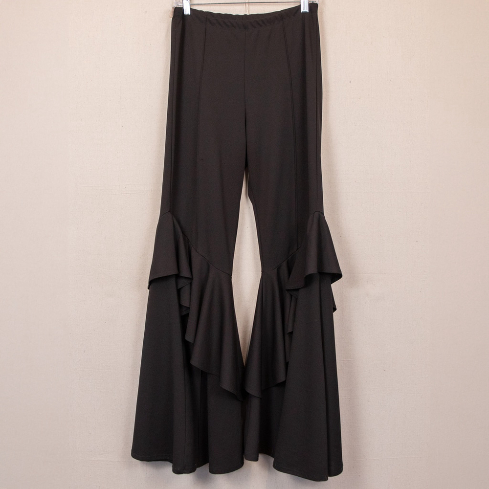 Rodeo Quincy Senorita Bells black ruffle flare leg pants-1X